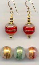14mm Alabaster & Aventurina Venetian Bead Earrings